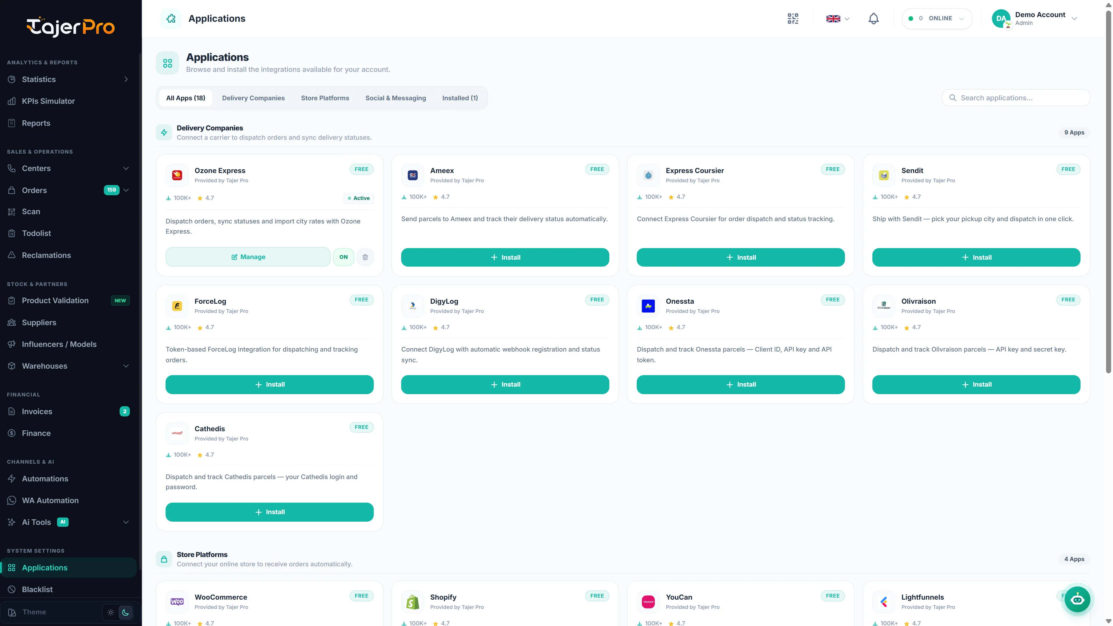 Applications marketplace