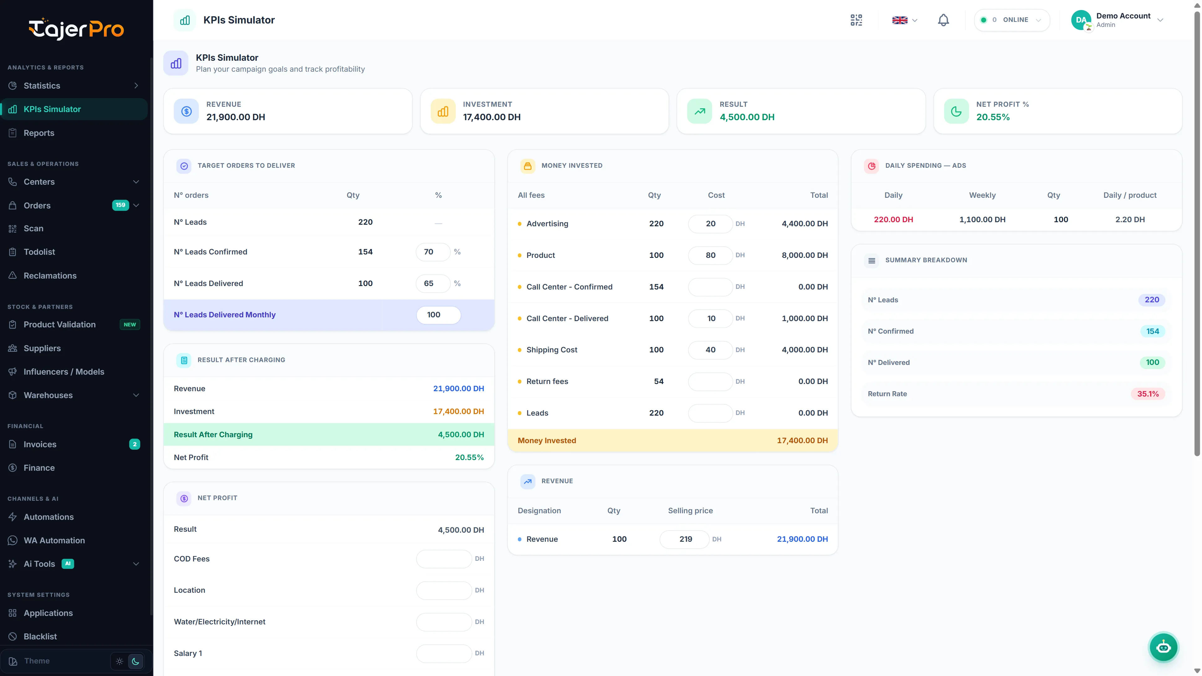 KPIs Simulator