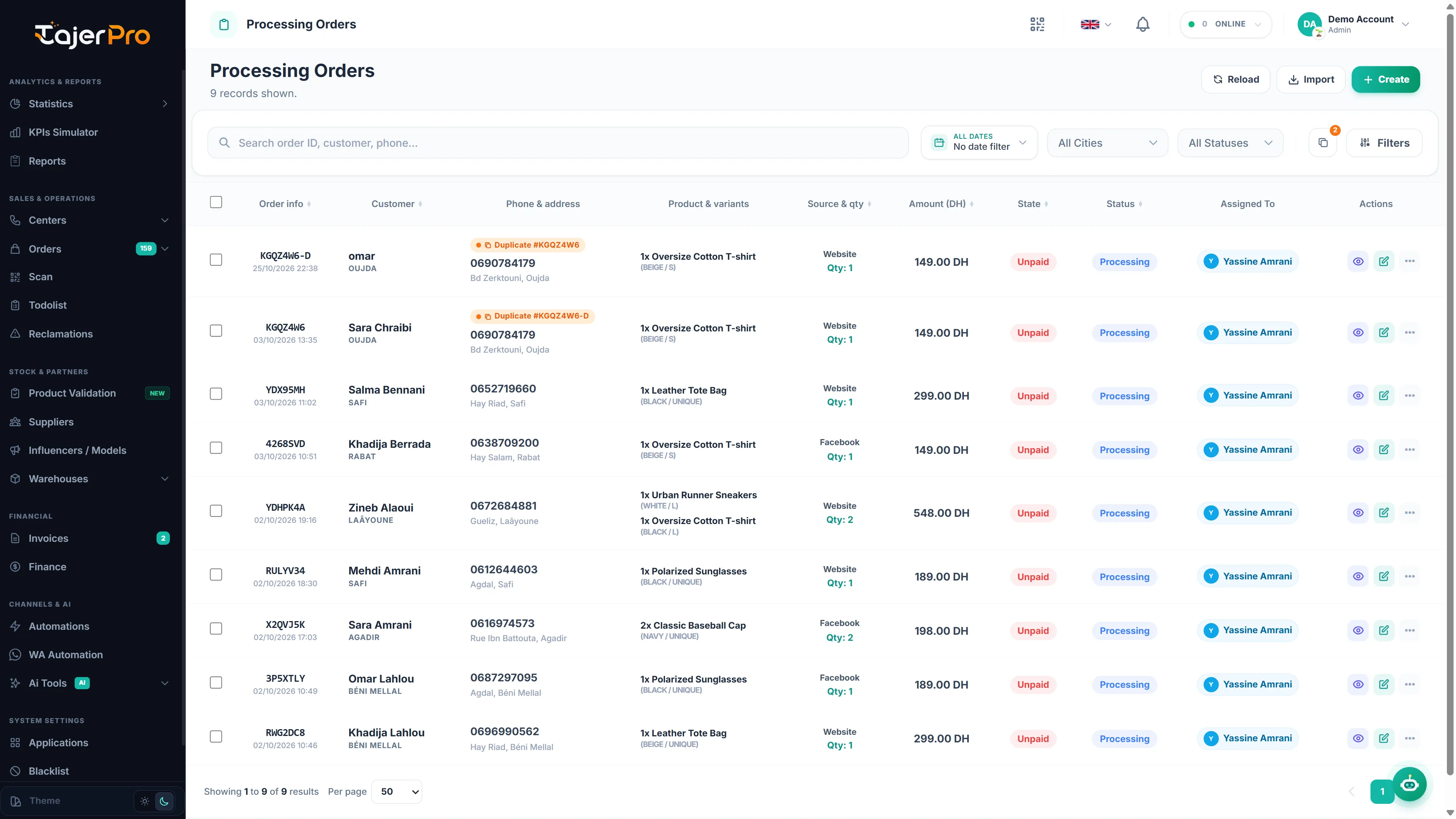 Order lists